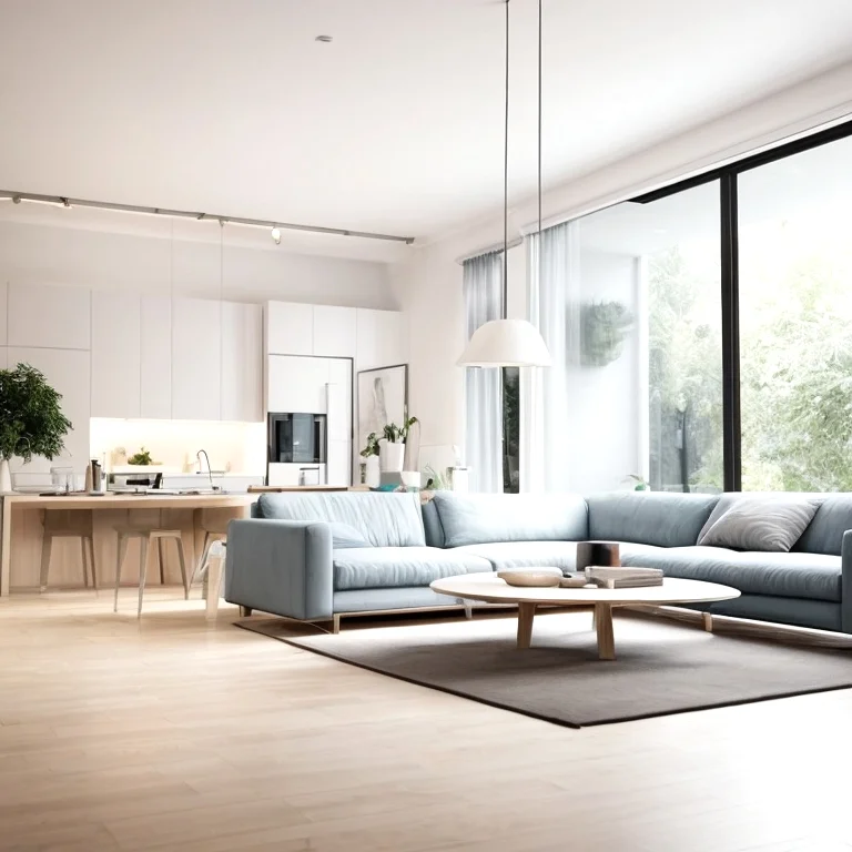 Smart Home Geräte in modernem Wohnzimmer